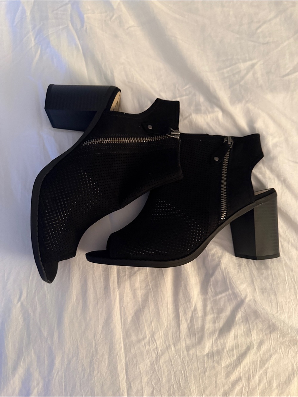 American Rag Cie Black Peep-Toe Block Heel Ankle Booties